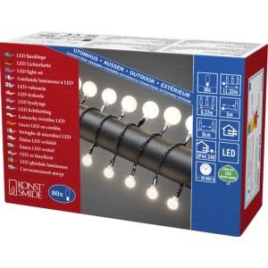 Konstsmide LED Globelichterkette mit 80 warmweißen Kugeln, geeignet für Innen und Außen.