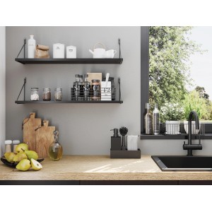 Schwarze, matte Konsole Wire 21,6x21 cm als Regalträger für Wandregale.