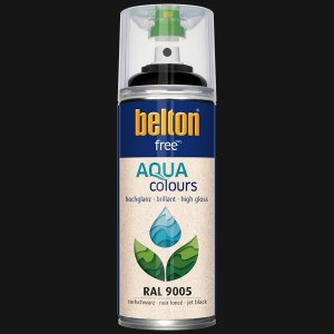 Belton Free AQUA Buntlack RAL 9005 Tiefschwarz hochglänzend, 400ml Dose.