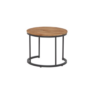 Runder, brauner Siena Garden Gartentisch (50x50 cm) mit Teakholz-Tischplatte und robustem Aluminiumgestell.