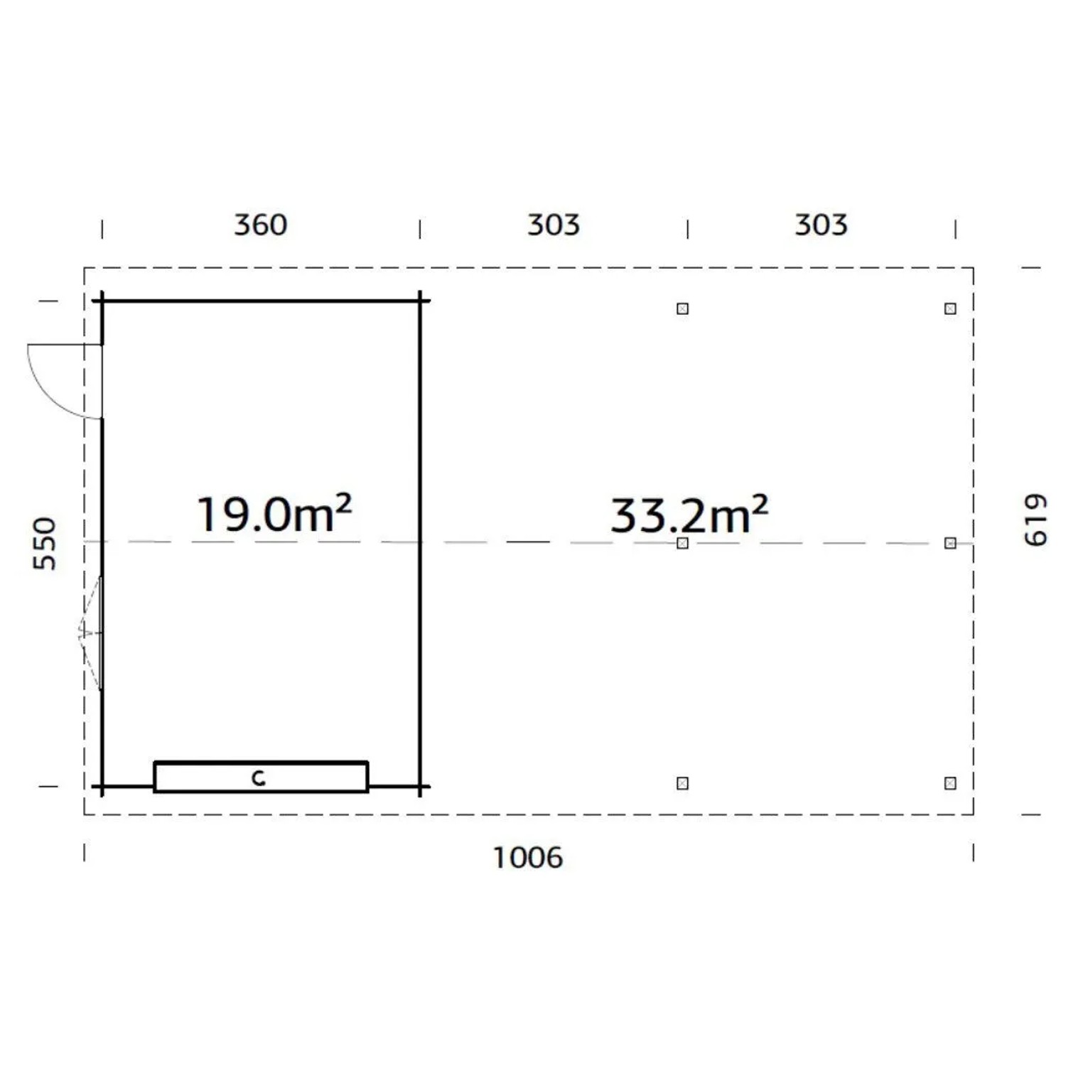 Palmako Garage Roger mit Sektionaltor 953 x 550 cm Naturbelassen FSC®_5
