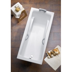 Rechteckige Badewanne Atlanta, 160x70 cm, mit Griffen. Modernes Design für entspannende Bäder.