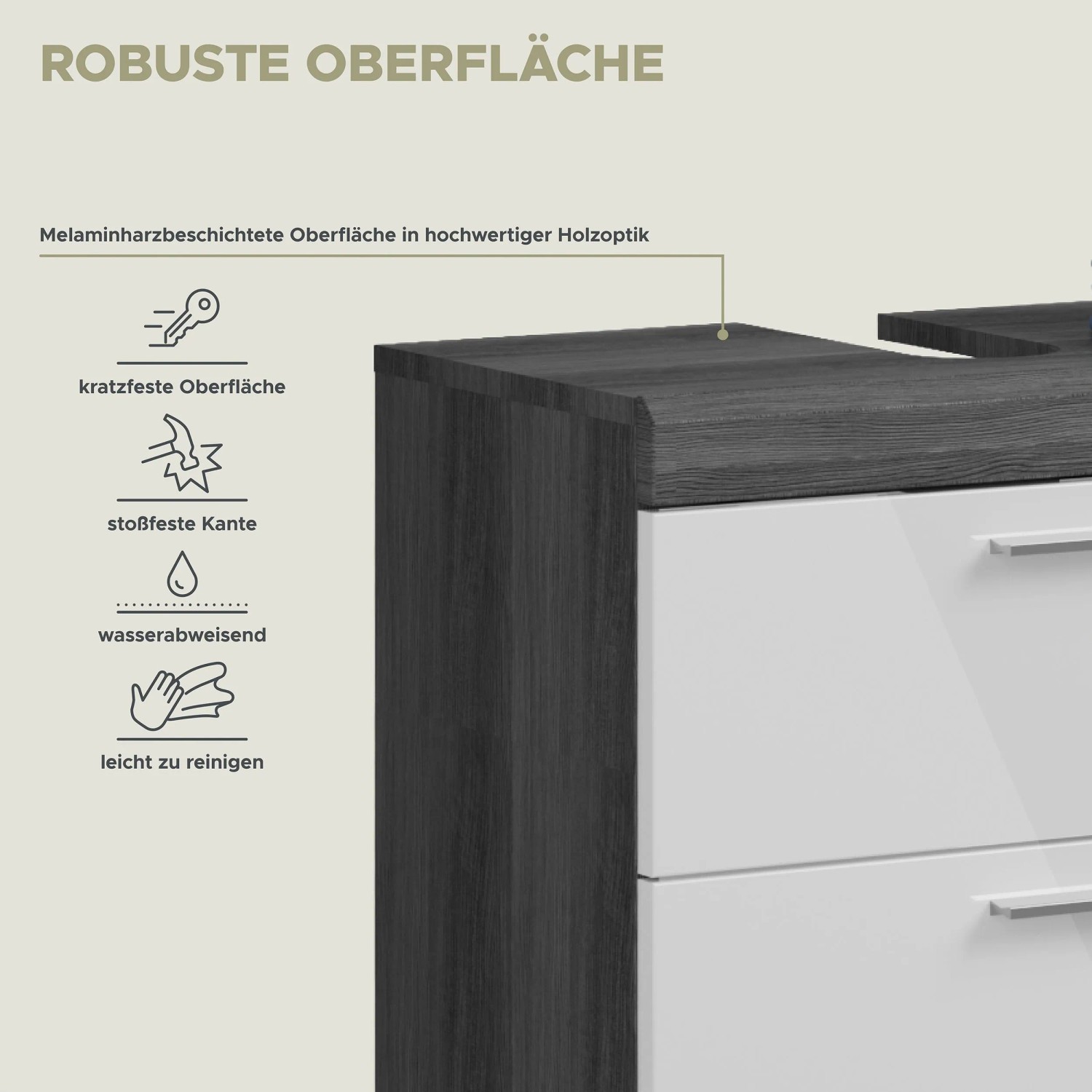 Badkombination m. Spiegel 164 cm x 191 cm x 34 cm Weiß-Rauchsilber_15