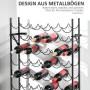 Schwarzes HOMCOM Weinregal aus Metall für 60 Flaschen, wandmontiert. Wellenförmiges Design hält Weinflaschen sicher.