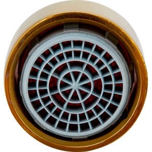 Mischdüse M22 mit Messing-Beschichtung für Armaturen, Detailaufnahme.