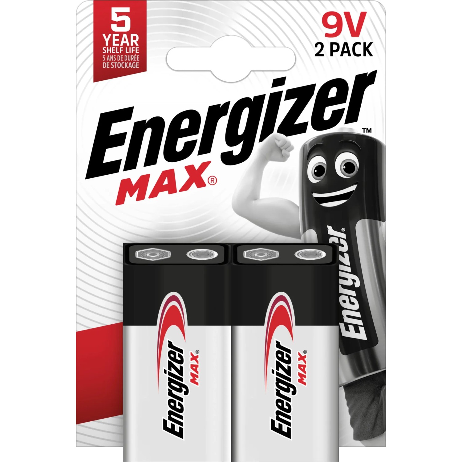 Energizer Max 9V E-Block Alkaline Batterien, 2er-Pack. Langlebige Batterie für Geräte des täglichen Bedarfs.