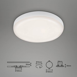 Weiße Briloner LED Einbauleuchte Plat, Ø 10cm, neutralweißes Licht. Ideal als Einbaustrahler.