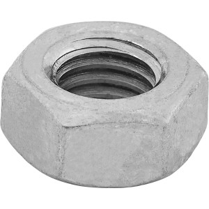 Nahaufnahme einer einzelnen LUX Sechskantmutter M8 aus Edelstahl.