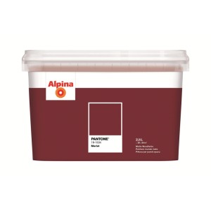 Alpina Innenfarbe Pantone Merlot 2,5l in Weinrot. Matte Wandfarbe im Eimer.