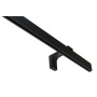 Schwarze 1-läufige Gardinenschiene aus Aluminium mit Halterung, schräg. Ideal für moderne Vorhänge und Loft-Stil.