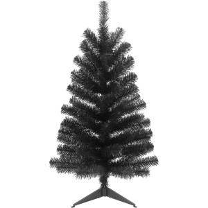 Künstlicher Weihnachtsbaum, 60 cm, in Schwarz. Dekorative Tanne für Weihnachten ohne Nadeln.