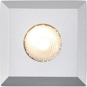 Quadratische, silberne LED Bodeneinbauleuchte Budoni (5er-Set) mit warmweißem Licht.