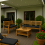 Anthrazitfarbenes Gartenbank Kissen 110x50cm auf Holzbank für Terrasse oder Garten.