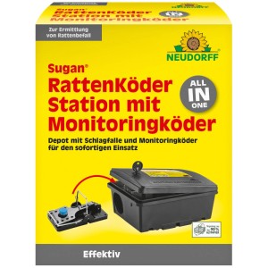 Neudorff Ratten-Köderstation Sugan mit Schlagfalle und Monitoringköder im Depot.