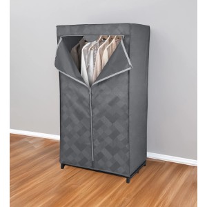 Domopak Living Textil-Kleiderschrank Pixel, 75x50x145 cm, grau, mit Kleiderstange.
