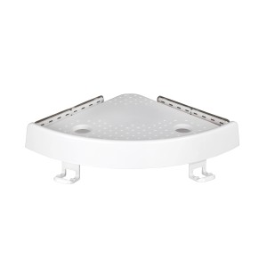 Weiße Allstar Klemm-Fix Eckablage aus ABS-Kunststoff, 33x4,5 cm, für Bad und Dusche.