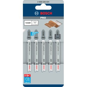 Bosch T101 BIF Stichsägeblätter (5er-Pack) für saubere Laminatschnitte.