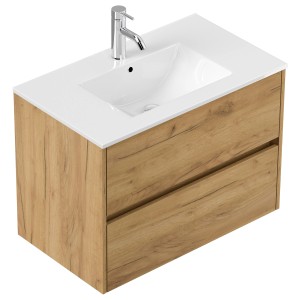 Posseik Badmöbel Limes und Waschtisch 2 Greifraum Auszüge 80 cm Eiche Gold