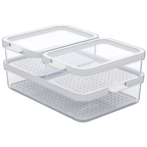 Rotho Kühlschrank-Organizer Cauma, 3-teiliges Set (2x 1,2 l, 1x 2,6 l), transparent, für Ordnung im Kühlschrank.