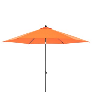 Orangefarbener Doppler Balkonschirm MyZone mit Knickfunktion für flexible Schattenausrichtung.