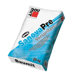 Baumit Sanova Vorspritzmörtel, 25 kg Sack Trockenmörtel für mineralische Untergründe.
