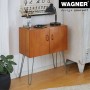 Schrank mit grauen Wagner Hairpin Möbelbeinen (400mm) im Retro-Stil.