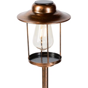 Trichterförmige LED-Solarspieß Laterne im Vintage-Look, Kupferfarben, für den Garten.