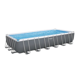 Bestway Stahlrahmenpool-Set, 732x366x132cm, grau, mit Sandfilteranlage und Stahlrahmen.