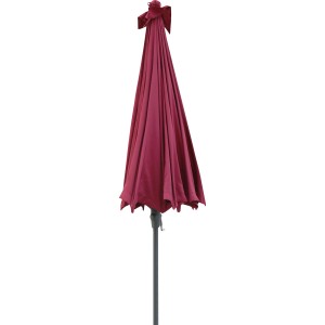 Geschlossener, burgunderroter Marktschirm Limon Ø 270 cm mit Kurbel und Aluminiummast.
