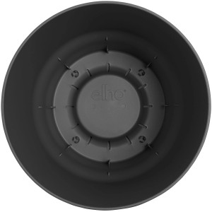 Schwarzer, runder Elho Blumentopf Greenville (18 cm) von oben.