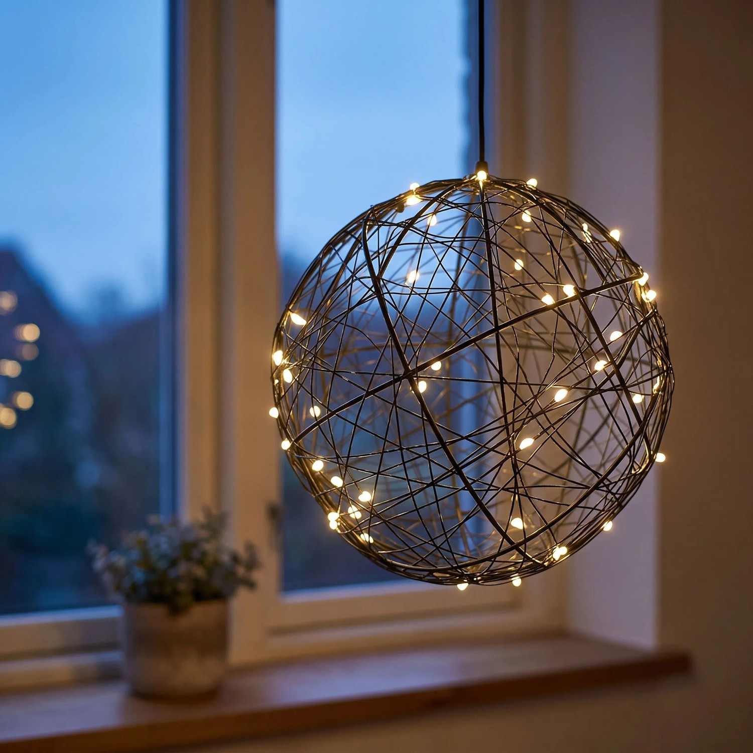 Relaxdays Dekokugel Eisen Kupfer Schwarz LED Beleuchtet Batteriebetrieben ø 30 cm 3 m kaufen bei OBI