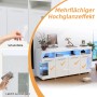 okwish Sideboard mit LED Hochglanz Glasfächer Wohnzimmer 140x40x70 cm Weiß_8
