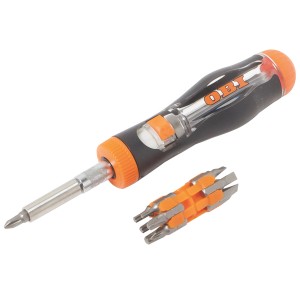 OBI Teleskop-Schraubendreher 13-in-1 mit Bitsatz und 2-Komponenten-Griff.