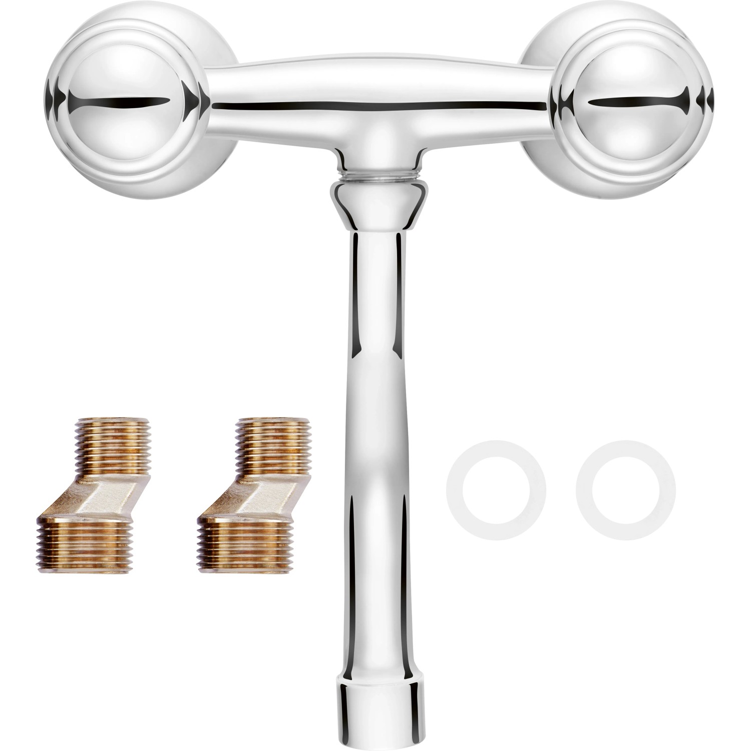 Küchenarmatur baliv KI-5100 Chrom, Zweigriffarmatur mit S-Anschlüssen und Rosetten.