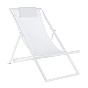Weißer Bizzotto Liegestuhl Taylor mit Kopfkissen für Garten & Terrasse.