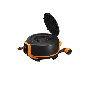 Fiskars Schlauchwagen Waterwheel X-Series, automatische Aufrollung, schwarz-orange.