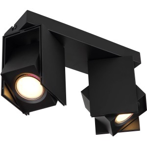 Schwarzer, 2-flammiger Globo Strahler Rory aus Metall, geeignet für GU10 Leuchtmittel.