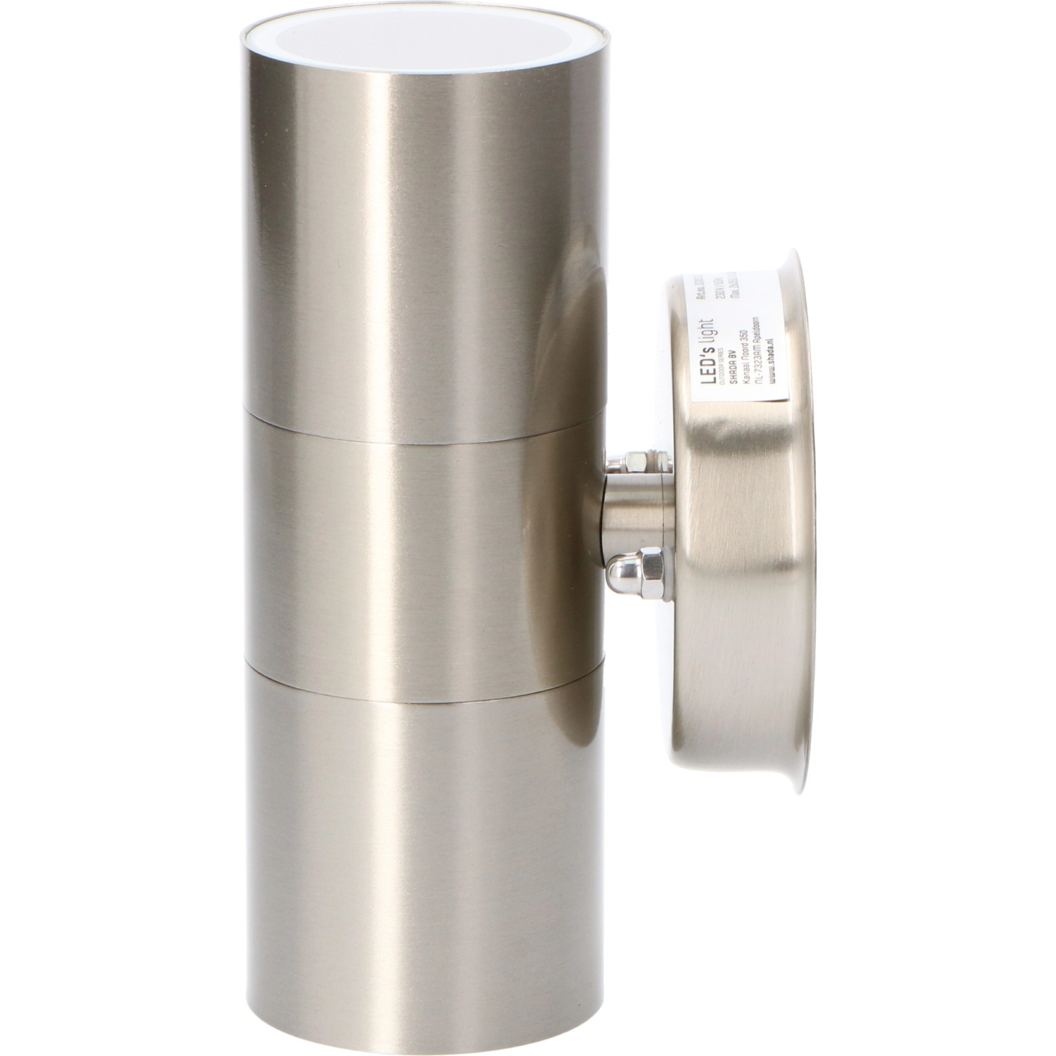 Moderne LED`s light Außenwandleuchte, rund, 2-flammig, aus Edelstahl für den Außenbereich.