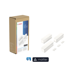 Bosch Smart Home Tür-/Fensterkontakt II +M 3er-Set, weiß. Kompakte Sensoren mit flachem Magnet für Hausautomation, Matter.