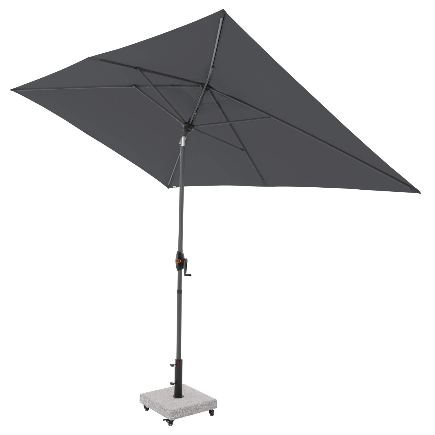 Doppler Mittelmastschirm myZone Auto Tilt, 300x200 cm, anthrazit, mit Kurbel und Auto-Tilt Funktion.