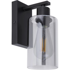 Moderne Wandleuchte Hadera in Schwarz matt mit Glas für Innenräume.