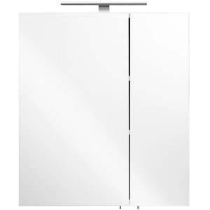 Posseik Spiegelschrank, 60 cm, weiß, mit Softclose-Türen und Aufsatzleuchte.