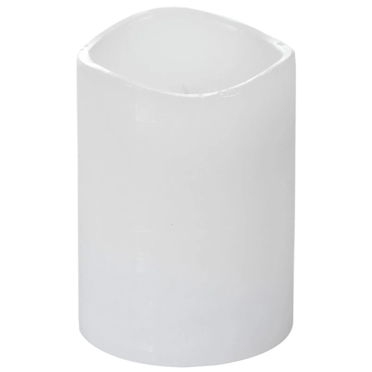 Weiße LED-Kerze aus Echtwachs, 7,5 x 10 cm, mit Flackereffekt und Timerfunktion.