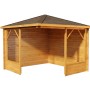 5-Eck Gartenlaube Maik-28 aus Holz, 325x325 cm, mit Spitzdach und offener Bauweise.