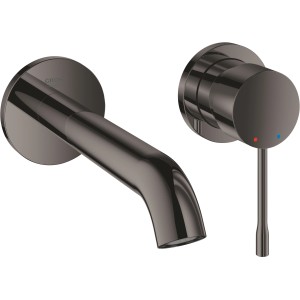 Grohe Essence 2-Loch Waschtischarmatur in Hard Graphite für die Wandmontage.