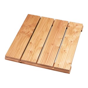 Holzfliese Douglasie Natur, 50x50cm, geriffelte Oberfläche für Terrasse und Balkon.