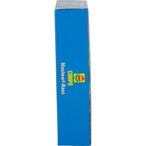 Compo Maulwurf-Raus 200g, Detailansicht der blauen Verpackung.