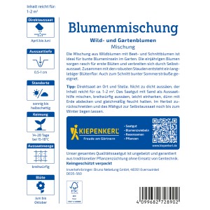 Kiepenkerl Wild- und Gartenblumen Mischung, ideal für bunte Blumeninseln. Blumensamen für Direktsaat.