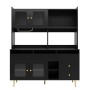 okwish Hochschrank mit Glastür Weinglasregal Restaurant 145x39x171cm Schwarz
