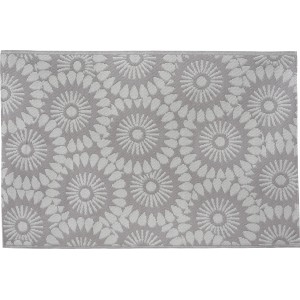 Outdoor-Teppich, 180x120 cm, Taupe-Beige mit Blütenmuster, ideal für Camping, Balkon und Terrasse.